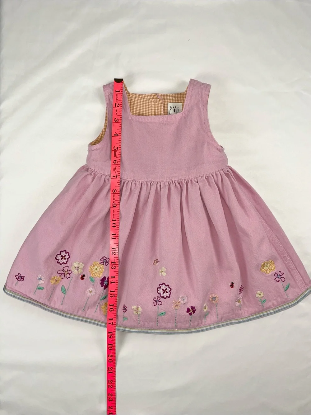 Baby Gap 2000 Floral Pink Embroidered Jumper Dress, M 6-12 Months